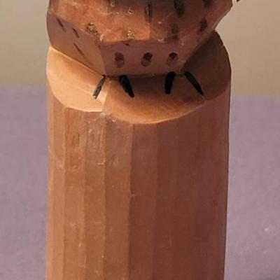 Small Handpainted Carved Wood Owl
