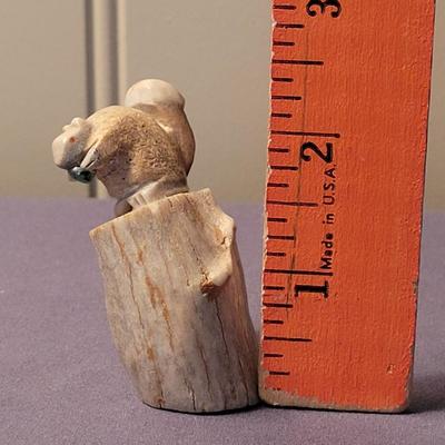 Carves Horn Squirrel on a Tree Stump