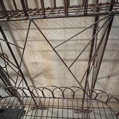 Two Tiered Iron Metal Plant Stand (B2-RG)