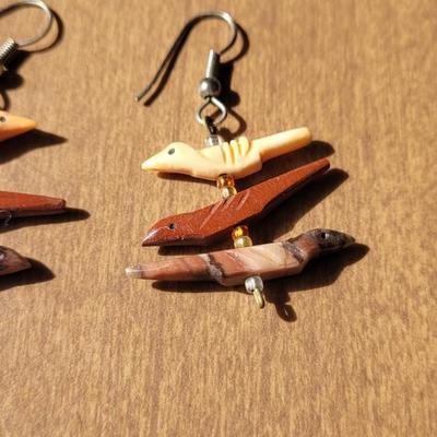 Earth tones Navajo Bird Fetish Earrings