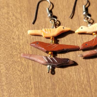 Earth tones Navajo Bird Fetish Earrings