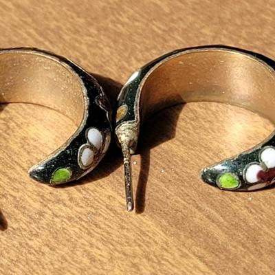 Vintage Cloisonne Hoop Earrings and Ball Bead Pendant