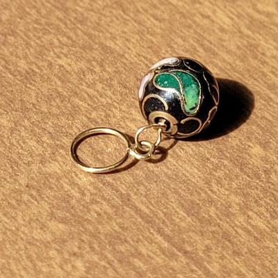 Vintage Cloisonne Hoop Earrings and Ball Bead Pendant