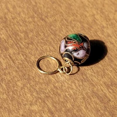 Vintage Cloisonne Hoop Earrings and Ball Bead Pendant