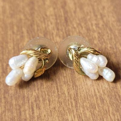 14k Chinese Freshwater 4 Strand Pearl Bracelet & Earrings
