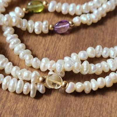 14k Chinese Freshwater 4 Strand Pearl Bracelet & Earrings