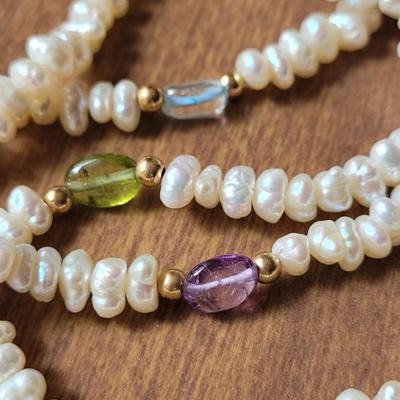 14k Chinese Freshwater 4 Strand Pearl Bracelet & Earrings