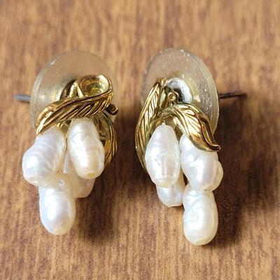 14k Chinese Freshwater 4 Strand Pearl Bracelet & Earrings