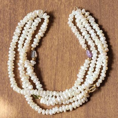 14k Chinese Freshwater 4 Strand Pearl Bracelet & Earrings