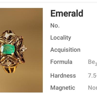 14k Gold, Emerald, and Diamond Ring