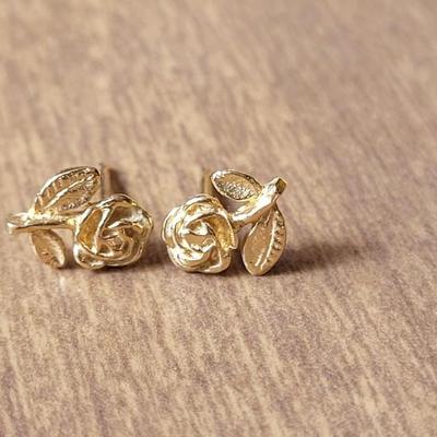 14k Gold Rose Stud Earrings