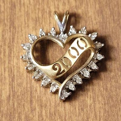 14k Gold and Diamond '2000' Pendant