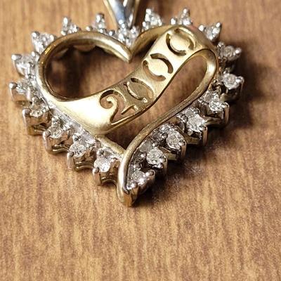 14k Gold and Diamond '2000' Pendant