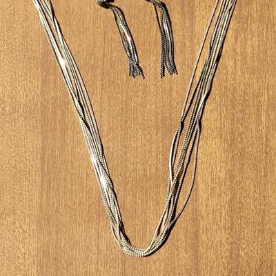 Multi-Strand Sterling Silver Necklace and Earrings