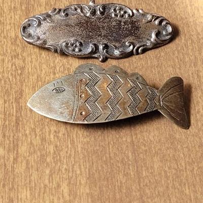 Sterling Brooch and Copper & Silver Fish Brooch