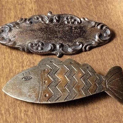 Sterling Brooch and Copper & Silver Fish Brooch