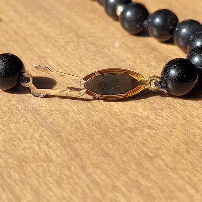 Black Agate Bead Necklace and Earrings
