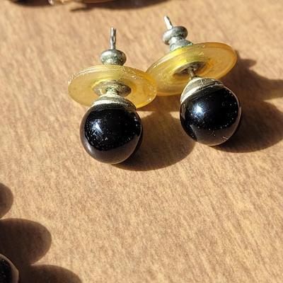 Black Agate Bead Necklace and Earrings