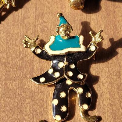 Unicorn, Bear, and Clown Brooches