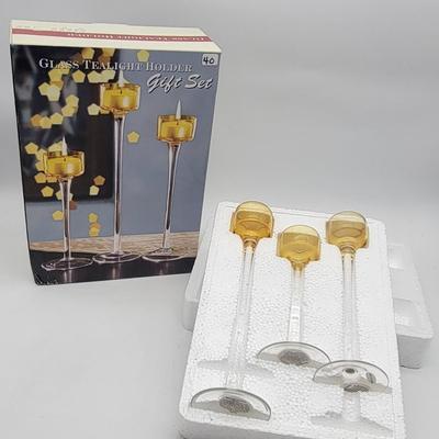 3 Pc Glass Tealight Candle Holder Set