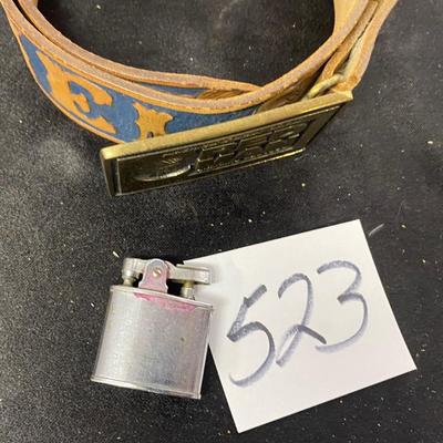 Red Man Buckle and Vintage Flint Lighter