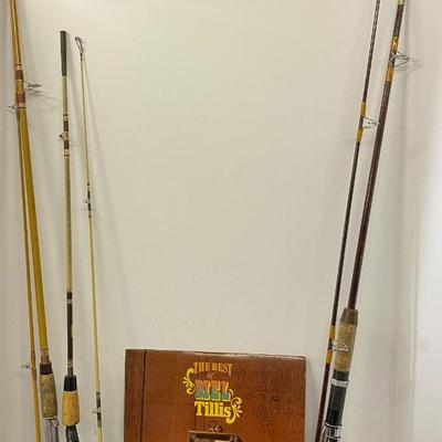 Mel Tillis and 3 Vintage Fishing Poles