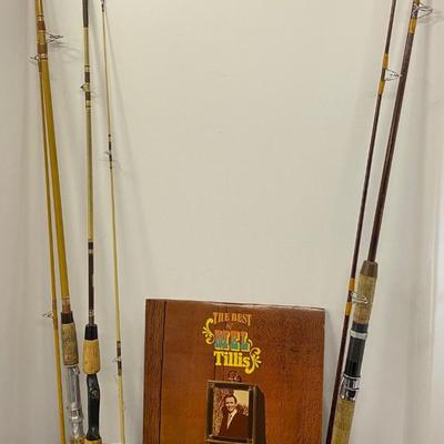 Mel Tillis and 3 Vintage Fishing Poles