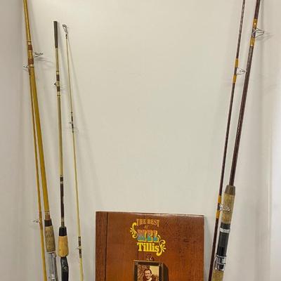 Mel Tillis and 3 Vintage Fishing Poles