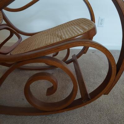 Vintage Bentwood & Cane Thonet Style Rocking Chair (B1-BBL)