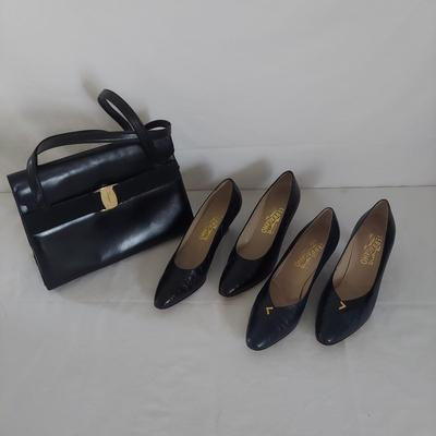 Ferragamo Leather Heels and Purse (B1-BBL)