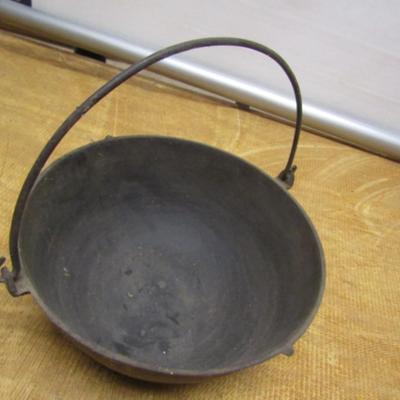 Antique Cast Iron Pot with Cast Mark and Wire Handle- Approx 11
