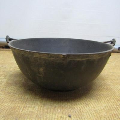 Antique Cast Iron Pot with Cast Mark and Wire Handle- Approx 11