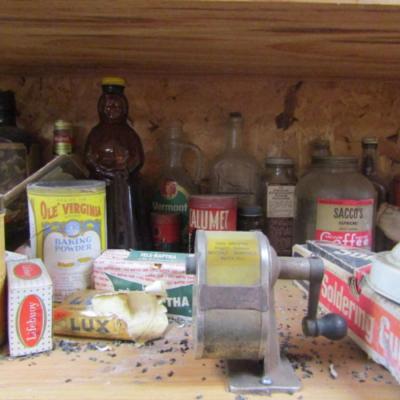 Collection of Antique Tins, Bottles and Jars