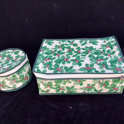 NIKKO HAPPY HOLIDAYS COFFEE CUPS AND SAUCERS PLUS LILLIAN VERNON STORAGE CONTAINERS