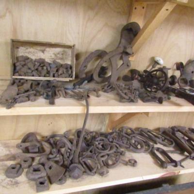 Contents of Shelves Antique Hand Tools and Other Cast Steel Items - Right Hand Side Only