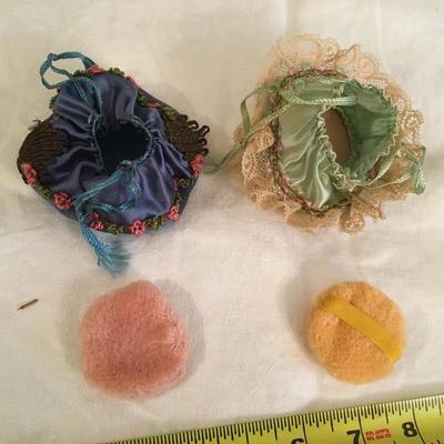 Vintage embroidered mirror/powder puffs