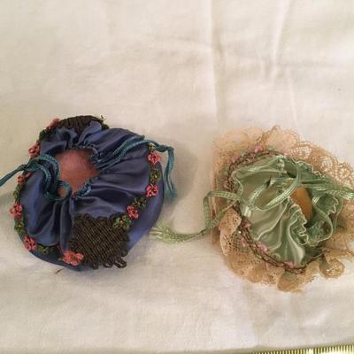 Vintage embroidered mirror/powder puffs