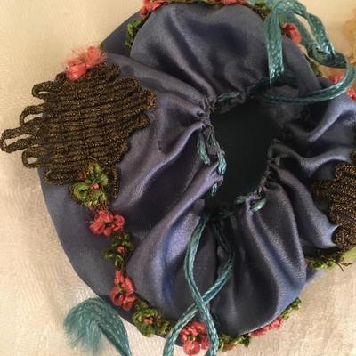 Vintage embroidered mirror/powder puffs