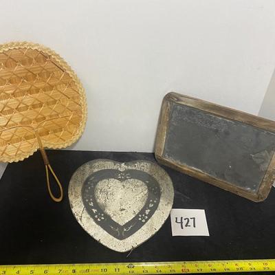 Vintage School Chalkboard, Mirror and Fan