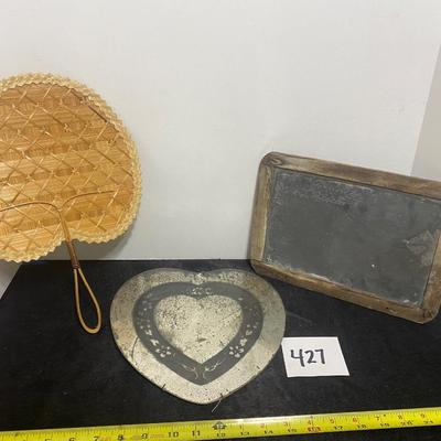 Vintage School Chalkboard, Mirror and Fan