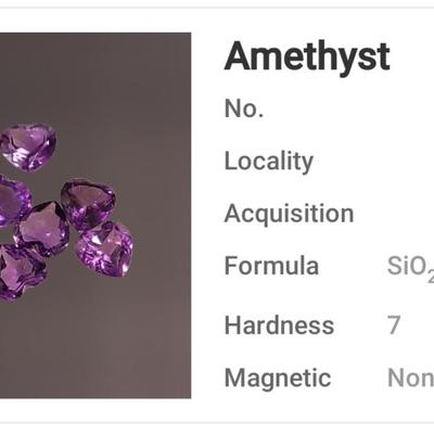 Jewelry Maker's (6) Amethyst. 7mm Heart Gemstones