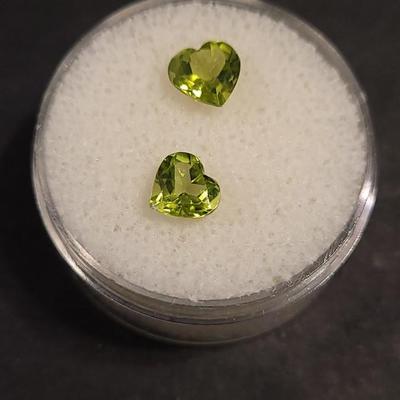 Jewelry Maker's (2) Peridot 6mm Heart Gemstones