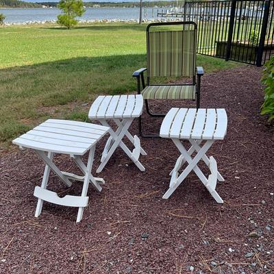 G1939 One Striped Telescope Chair with Three Plastic Folding Tables