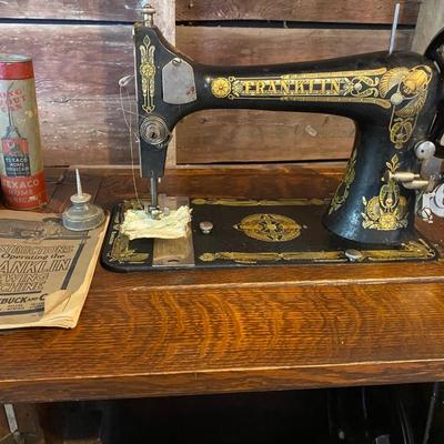 Vintage Franklin Sewing Machine in Cabinet