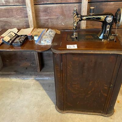 Vintage Gerhinger Sewing Machine in Cabinet