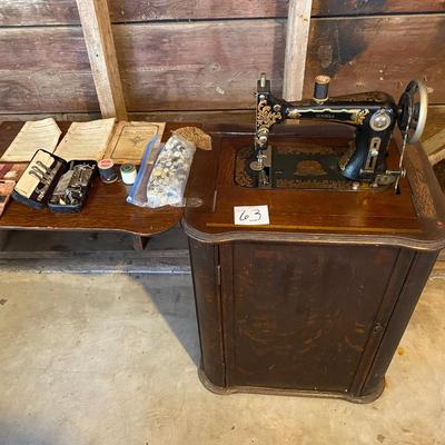 Vintage Gerhinger Sewing Machine in Cabinet