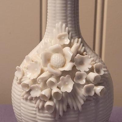 Vintage White Porcelain Vanity Set With 2 Toiletry Bottles and Powder Dish