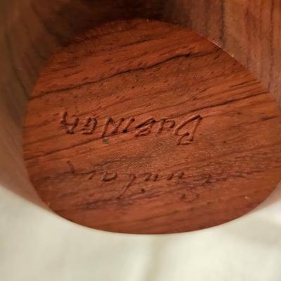 Carved Emil Milan Emilan wood bowl and spoon MCM Signed