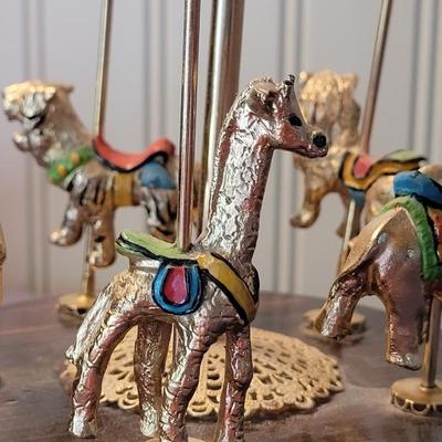 Vintage Reuge Handpainted Gold Plated Carousel Horse Music Box
