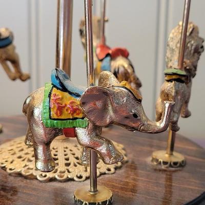 Vintage Reuge Handpainted Gold Plated Carousel Horse Music Box